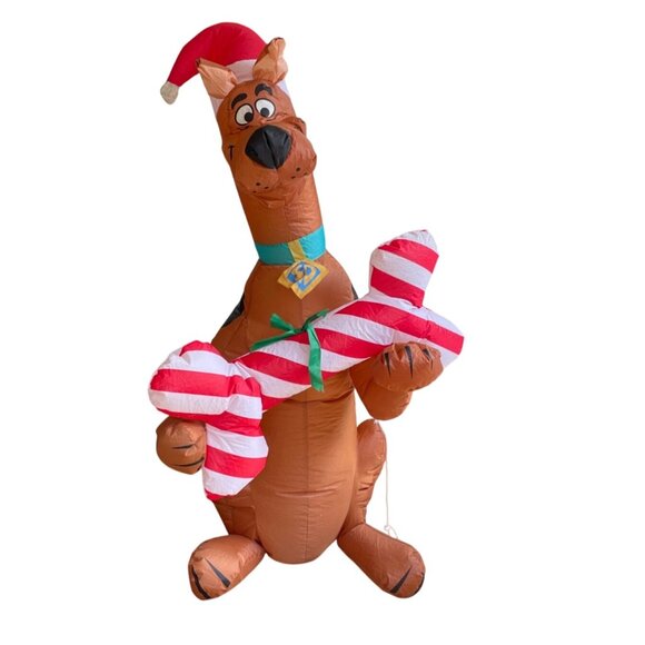 Gemmy Inflatable Scooby-Doo Christmas Yard Decor w Santa Hat Bone 5 ft Blow Up - Picture 1 of 6